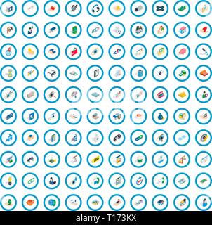 100 medicine icons set, isometric 3d style Stock Vector