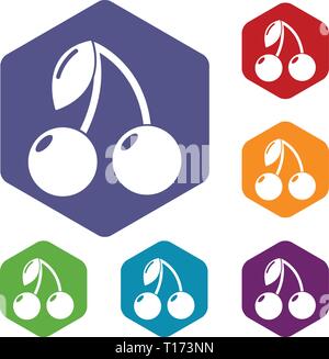 Cherry icons vector hexahedron Stock Vector