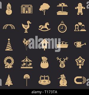 Playschool icons set, simple style Stock Vector