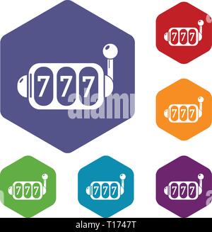 Slot machine icons vector hexahedron Stock Vector