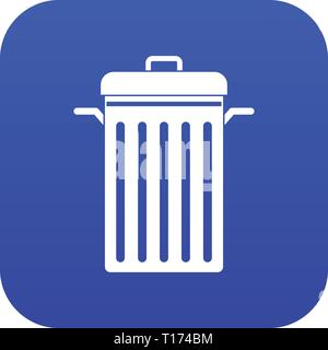 Metal trash can icon digital blue Stock Vector