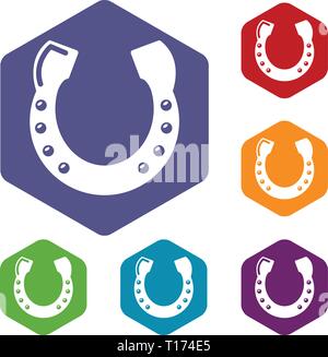 Horseshoe icons vector hexahedron Stock Vector