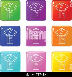 Robe icons set 9 color collection Stock Vector