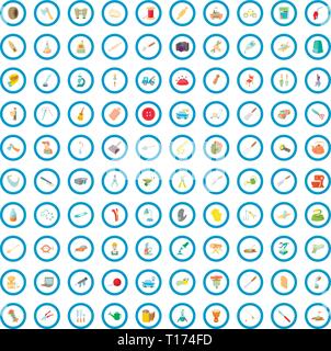 100 metier icons set, cartoon style Stock Vector