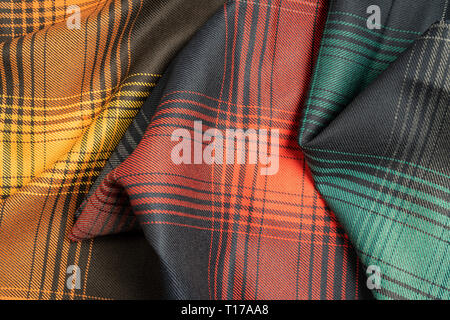 Colorful plaid fabric samples texture for the background. Stock Photo