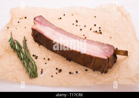 Food, cuisine and horsemeat concept - Close up of delicious horse meat Stock Photo