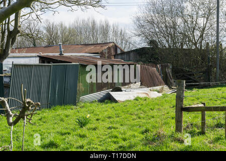 Corrugated iron farm buildings Milton Cambridge 2019 Stock Photo