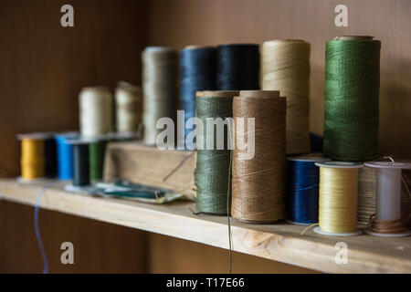 Leathermaker's work desk Stock Photo