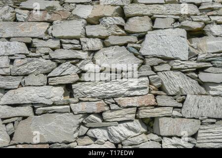Traditional dry stone wall near Rhoscolyn, Anglesey, Wales, UK Stock Photo