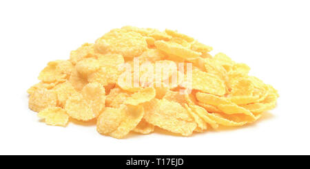 Pile of corn flakes isolated on white background Stock Photo