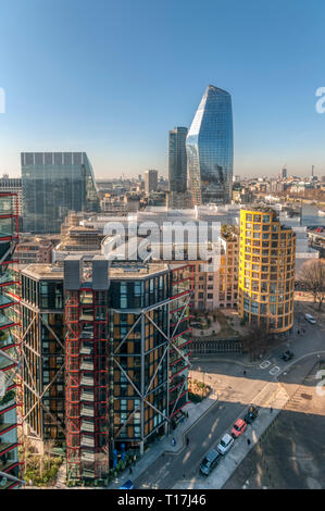 Neo Bankside, Bankside Lofts and the One Blackfriars tower on Bankside, South London. Stock Photo