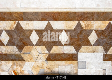 Izmir, Turkey, 24 March 2010: Izmir Natural Stone Fair, Travertine Mosaic Stock Photo