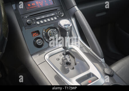 automatic gear parked inside modern vehicle car automobile. Stock Photo
