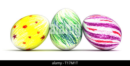 Colorful easter eggs on white background Stock Photo