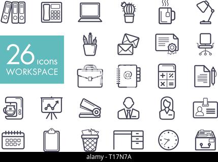 Workspace outline icon. Workspace sign. Graph symbol for your web site design, logo, app, UI. Vector illustration Stock Vector