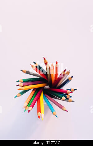 Colored pencils in a glass Stock Photo