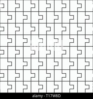 Abstract seamless pattern of interlocking shapes. Modern stylish texture. Connecting geometric tiles. Vector monochrome background. Stock Vector