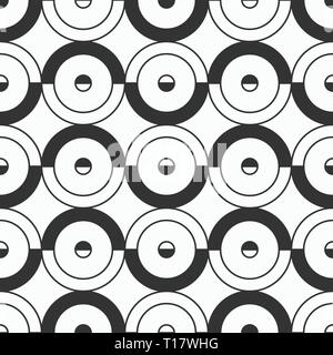 Abstract seamless geometric pattern of half-filled circles. Modern stylish rounded stripes texture. Repeating geometric tiles. Vector monochrome. Stock Vector