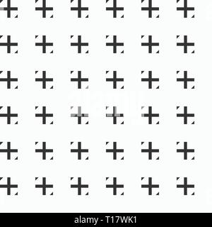 Abstract seamless pattern of crosses or plus signs with tiny triangles. Crosses ornament. Modern stylish texture. Simple graphic print. Stock Vector