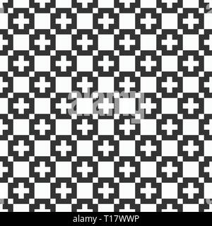 Vector seamless pattern. Simple texture of squares. Stylish textile print. Squares pixel art pattern. Geometric ethnic design. Simple graphic print. Stock Vector