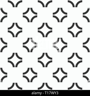 Abstract seamless pattern of curved lines. Group of arcs. Repeating geometric ornament. Simple graphic print. Vector monochrome background. Stock Vector