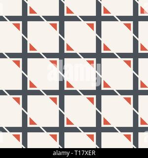 Abstract seamless pattern. Modern stylish texture. Repeating geometric striped square tiles with triangles inside. Simple graphic print. Diagonal. Stock Vector