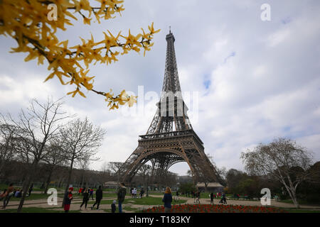 Beijing, China. 23rd Mar, 2019. Photo taken on March 23, 2019 shows the Eiffel Tower in Paris, France. Credit: Zhang Cheng/Xinhua/Alamy Live News Stock Photo