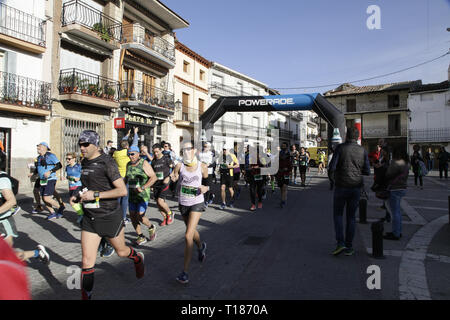 Madrid, Spain. 24th Mar 2019.  Start of the 30k modality of the marathon vias verdes from Perales de Tajuña. In Madrid, Spain. Stock Photo