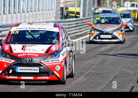 Madrid, Spain. 23rd March, 2019. First test of the Kobe Circuit Cup of the Toyota Aygo at the Jarama Circuit in Madrid, Spain. Credit: EnriquePSans/Alamy Live News Stock Photo