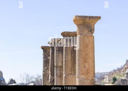 A Roman temple dedicated to Zeus Baal and a byzantine basilica sit at the beginning of the Nahr al Kalb valley on the Mount Lebanon. Stock Photo