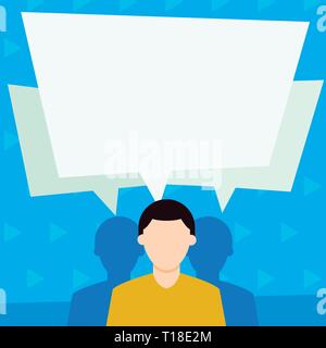 Faceless Man has Two Shadows Each has Their Own Speech Bubble Overlapping Design business Empty copy space text for Ad website promotion isolated Bann Stock Vector