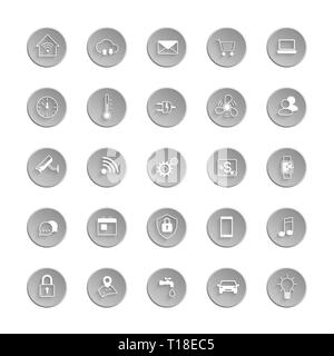 Internet of things web icon set. Automation system smart house or smart city. Vector illustration Stock Vector