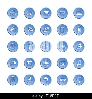 Internet of things web icon set. Icon set of automation system and smart home control. Vector illustration Stock Vector