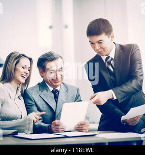 successful business team discussing the company's work plan Stock Photo