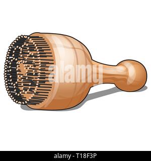 Handheld device for drawing a pattern on the flat cake isolated on white background. Uzbek chekich. Vector cartoon close-up illustration. Stock Vector