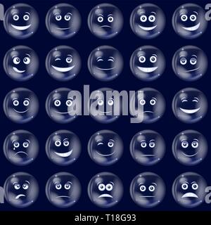 Bubbles Smileys Set Stock Vector