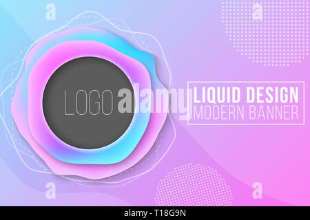 Modern abstract banner. Fluid design. Liquid colored forms. Gradient abstract banner with flowing shapes. Abstract elements. Template for your logo de Stock Vector