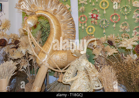 handicrafts made of wood, toys and ornaments Stock Photo