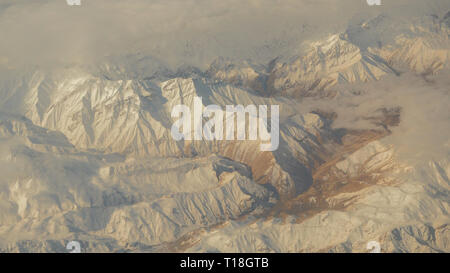Beautiful snow-capped mountains from a bird's eye view. Zagros Mountains. Iran Stock Photo