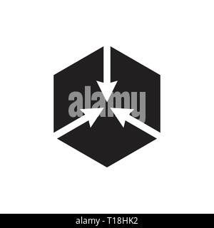 hexagonal center arrows logo vector Stock Vector