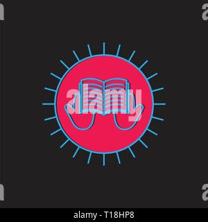 shine hand open book thin line education logo vector Stock Vector
