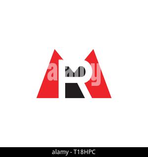 letters mr simple negative space triangle geometric logo Stock Vector