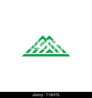 green mountain simple triangle stripes geometric logo vector Stock Vector