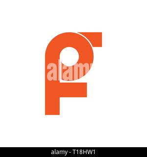 abstract letter fp simple loop logo vector Stock Vector