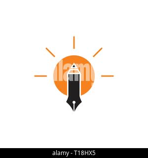 pen writer light bulb idea decor vector Stock Vector