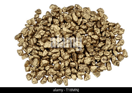 A pile of golden split stones - isolated on a white background Stock Photo