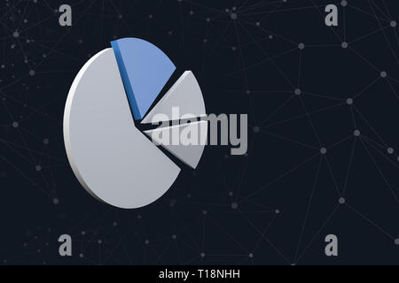 3d rendering of graph chart image with network lines on dark background. Stock Photo