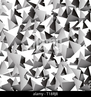 Scattered sharp, pointed triangle shapes. Grayscale abstract vector ...