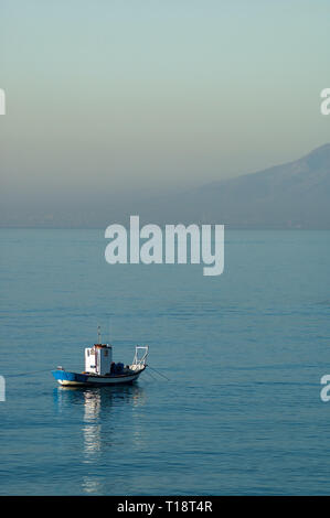 Traditional fishing boat in the Mediterranean sea Stock Photo