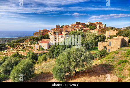 Mountain village Pigna (Corsica) Stock Photo